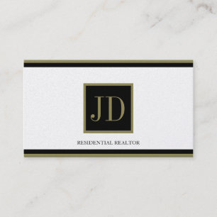 Realtor Golden Black/Guld Square Monogram Plaque Visitkort