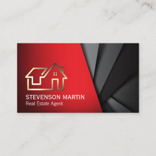 Realtor Home Icon   Rött svart lager Visitkort