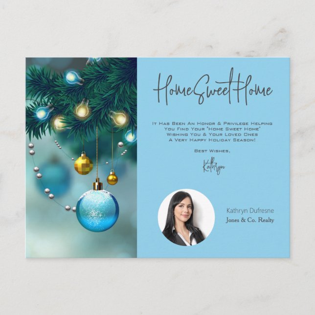 Realtor Home Sweet Holiday Greetings Postcard Vykort (Framsida)