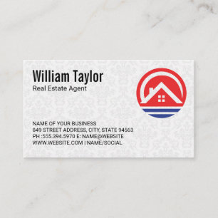 Realtor House Logotyp Red Blue Design Visitkort