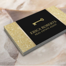 Realtor i Gods Modern Guld Glitter Agent Visitkort