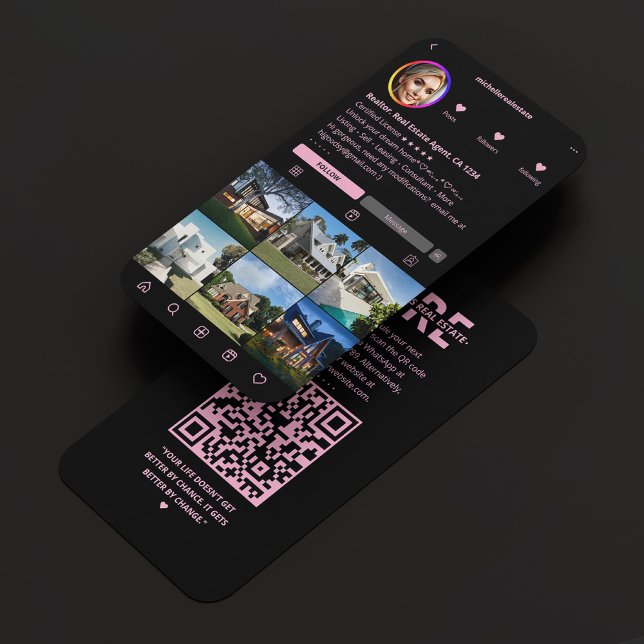 Realtor IG Mortgage Broker Black Pink Real Estate Visitkort (Realtor IG Mortgage Broker Black Pink Real Estate Business Card
)