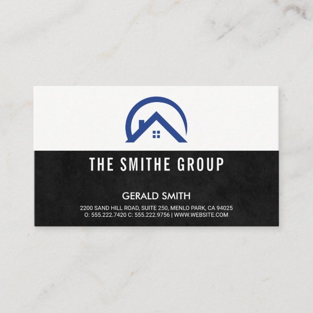 Realtor-ikon | Svarta Struktur Visitkort (Framsida)