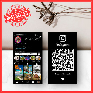 Realtor Instagram Black QR-kod för Realtor Agent Visitkort