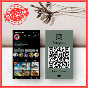 Realtor Instagram Sage Green QR Visitkort