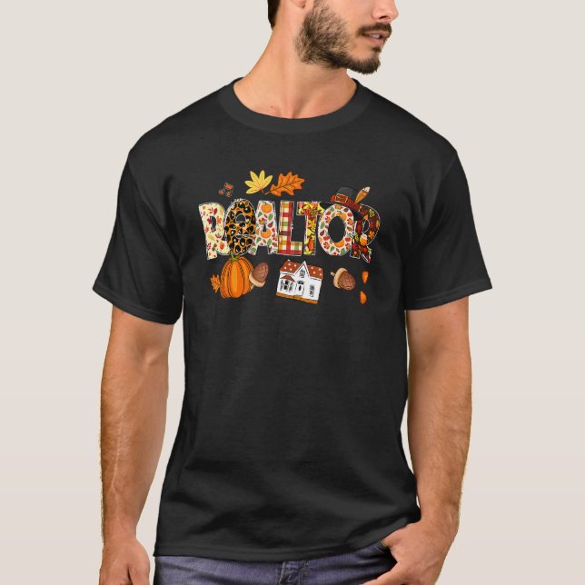 Realtor Leopard Pilgrim Hat Fall Thanksgiving T Shirt (Framsida)