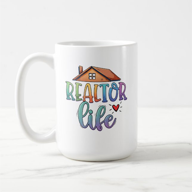 Realtor Livet Personlig Regnbåge Fastighetsförmedl Kaffemugg (Vänster)