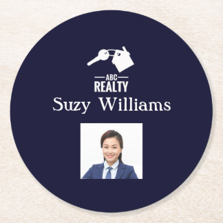 Realtor Logotyp och Photo Papprare Underlägg Papper Rund
