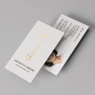 Realtor Lucky Guld Nyckel Mortgage Light Sand Visitkort