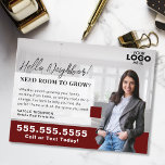 Realtor Marketing Logo Real Estate Farming Mailer Vykort<br><div class="desc">Strengthen your real estate marketing strategy with this professionally designed farming mailer postcard, perfect for showcasing your services to potential home sellers. This customizable postcard allows you to upload your logo and photo, creating a personal and polished touch that builds trust and credibility in your community. Whether you're introducing yourself...</div>