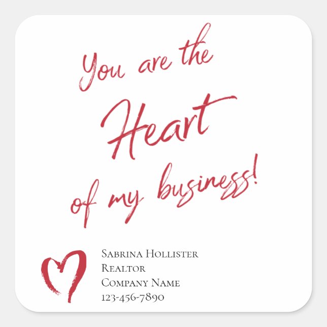 Realtor Marknadsföring Valentine Day Marknadsförin Fyrkantigt Klistermärke (Framsida)