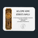 Realtor Marknadsföring Welcome Home Houseuppvärmni Magnet<br><div class="desc">Den här magneten har en originalvattenfärg för en dörrplatta. Anpassa alla formuleringar till kostym i tillfälle och lägg till logotyp och kontaktinformation.</div>