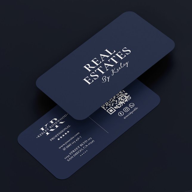 Realtor Minimum Mortgage Broker Mörk Navy Blue Visitkort (Realtor Minimal Mortgage Broker Dark Navy Blue Business Card
)