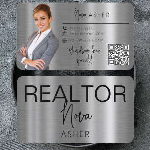 Realtor Photo QR-koden Faux Metall Visitkort