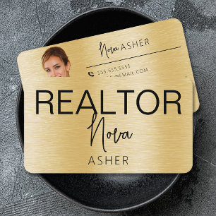Realtor Photo QR-koden Faux Metall Visitkort