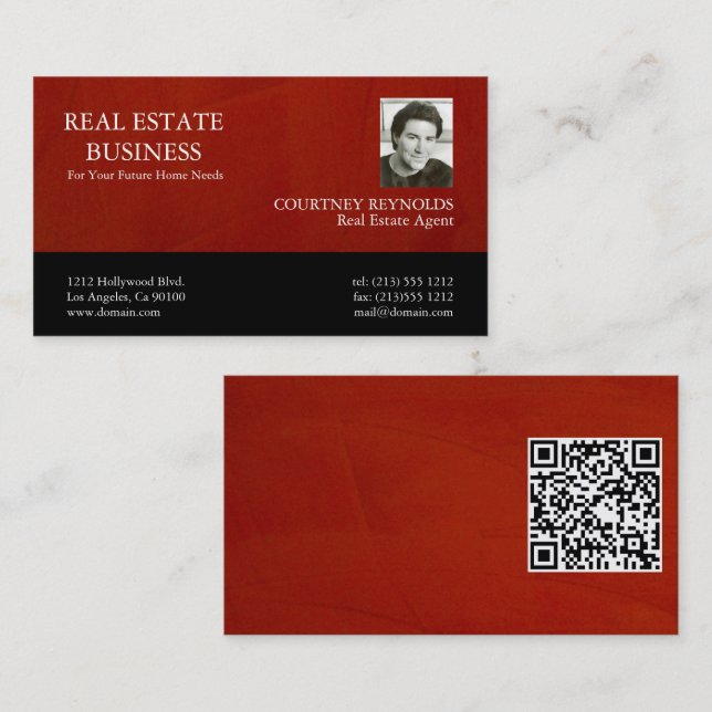 Realtor QR-kod Marsala puts G businesskort Visitkort (Fram/baksida)