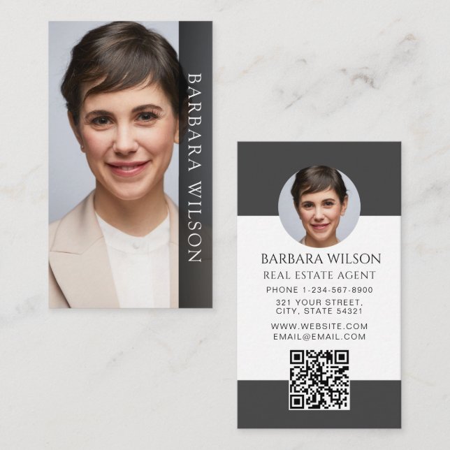 Realtor Real Estate Agent Add Photo qr code Visitkort (Fram/baksida)