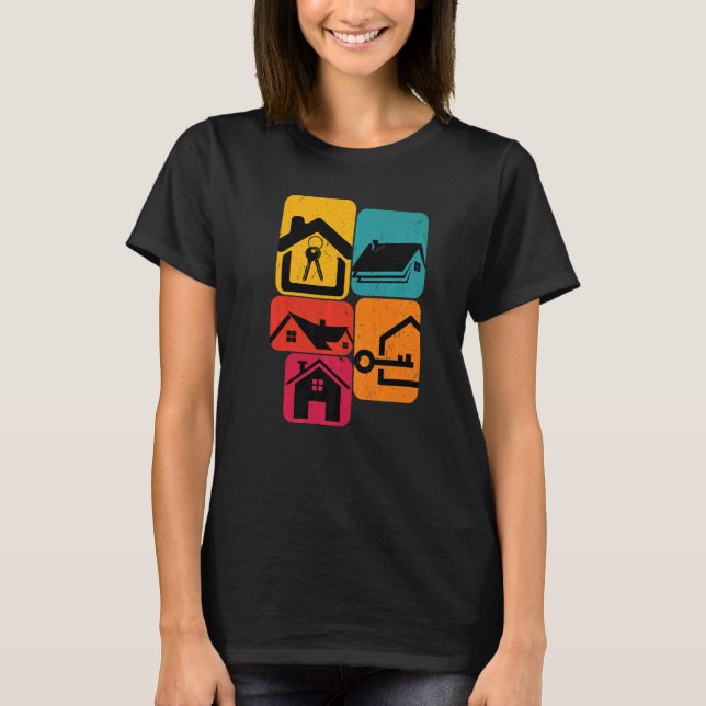 Realtor Real Estate House Retro T Shirt (Framsida)