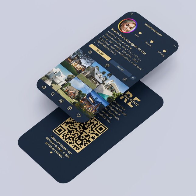 Realtor Real Gods Agent IG marinblå modern Visitkort (Realtor Real Estate Agent IG Navy Blue Modern Business Card
)