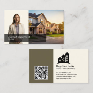 Realtor Real Gods Agent Photo Logotyp & QR-kod Visitkort