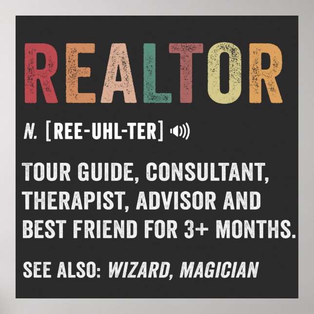 Realtor Real Gods Funny Citat Poster (Framsidan)