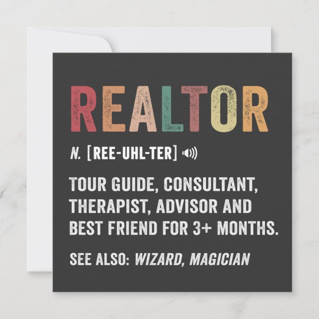 Realtor Real Gods Funny Quote Card (Framsida)