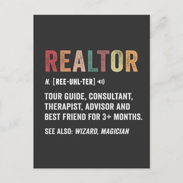 Realtor Real Gods Funny Quote Card Vykort (Framsida)