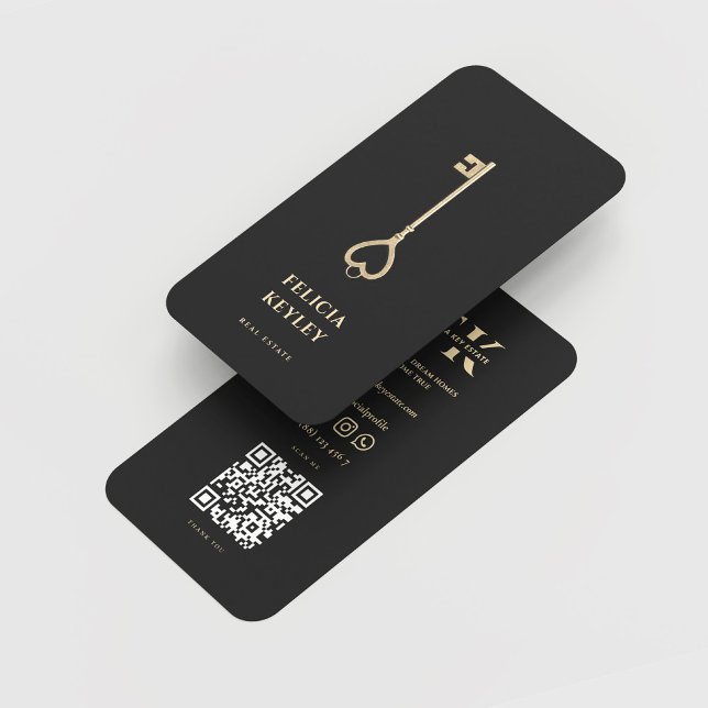 Realtor Real Gods Monogram Modern Black Guld Visitkort (Realtor Real Estate Monogram Modern Black Gold Business Card
)