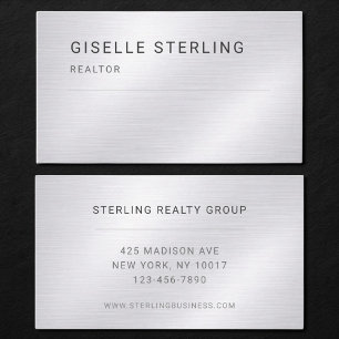 Realtor Silver Metallic Professional Visitkort