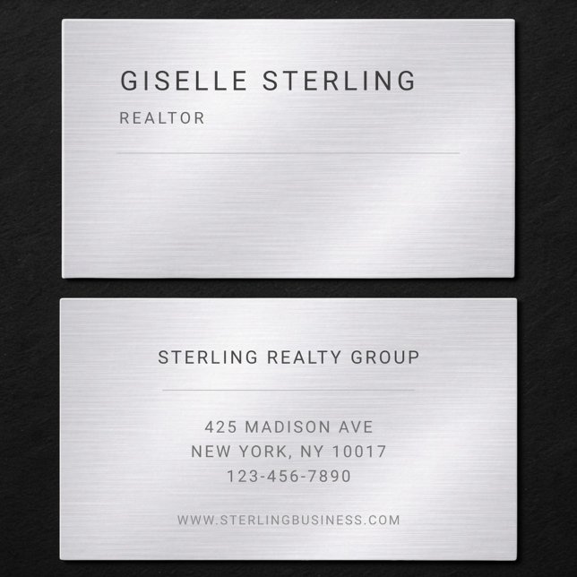 Realtor Silver Metallic Professional Visitkort (Skapare uppladdad)