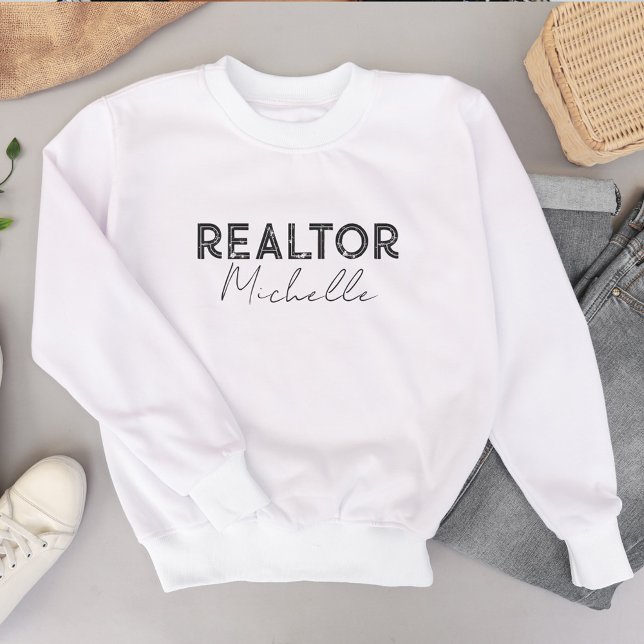 Realtor-skript Namn i Gods Agent T Shirt (Real Estate Agent Realtor Retro Script Name Sweatshirt)