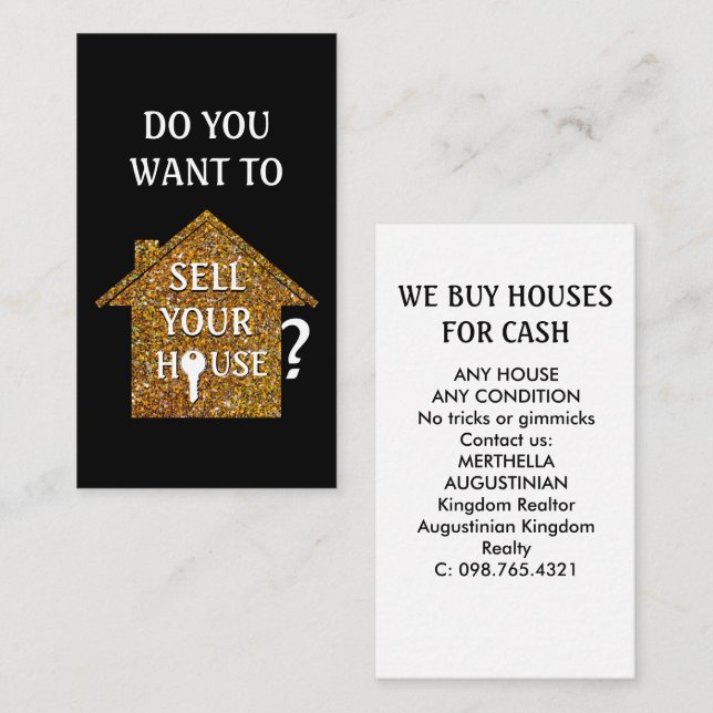 Realtor WE BUY HOUSES Visitkort (Fram/baksida)