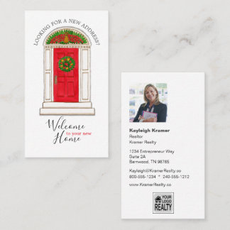 Realtor Welcome Home Red Door Photo Affärskort Visitkort
