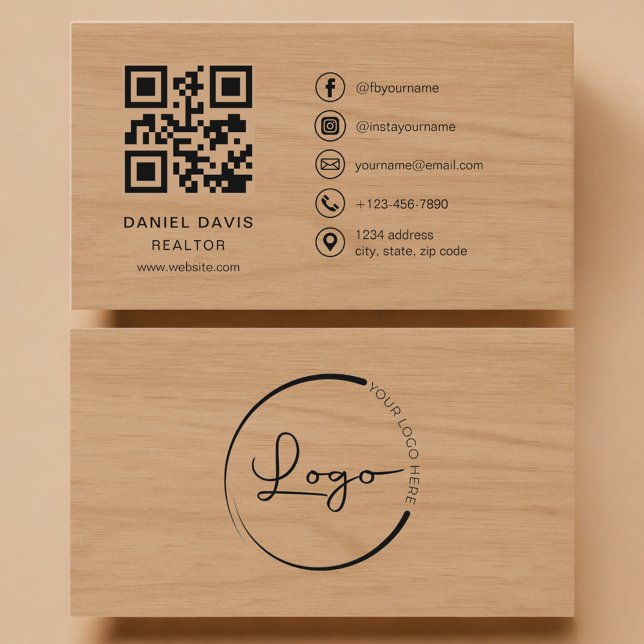Realtor Wood Professional QR-kod Visitkort (Skapare uppladdad)
