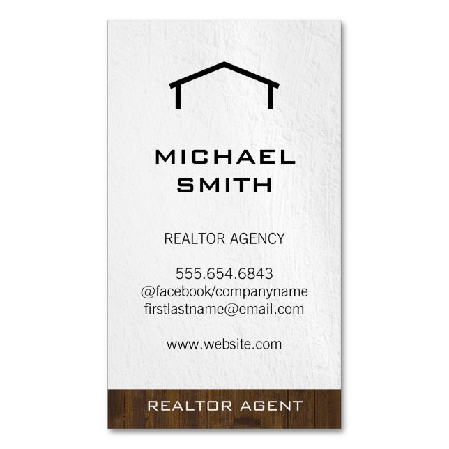 Realtor Wood Trim Magnetiska Visitkort (Framsida vertikal)
