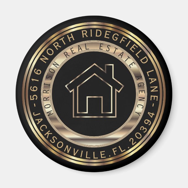 Realtorkonstruktionen guld och Metall Magnet (Framsidan)