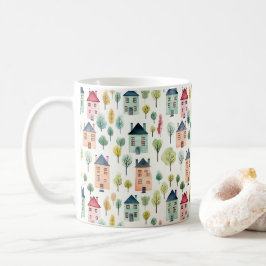 Realty för färgade vattenfärghus kaffemugg
