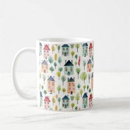 Realty för färgade vattenfärghus kaffemugg