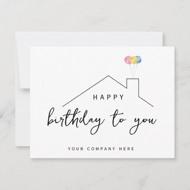 Realty Grattis på födelsedagen House-ballonger Kort (Framsida)