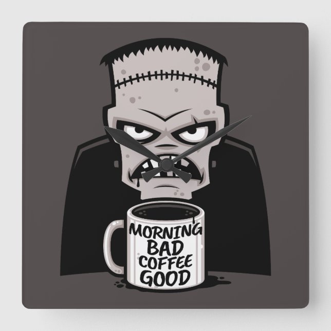Reanimerad monster för Bra av dålig kaffe Fyrkantig Klocka (Framsida)