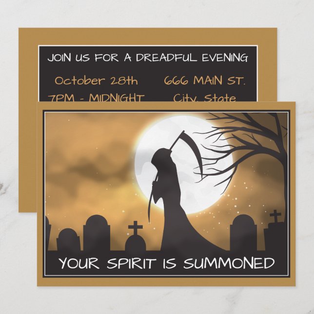 Reaper Halloween Inbjudningar (Fram/baksida)