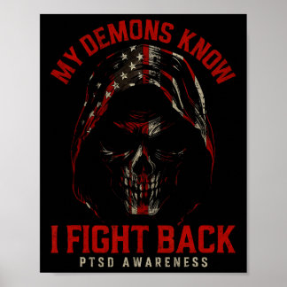 Reaper PTSD Mina demoner vet att jag bekämpar psyk Poster