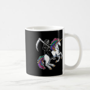 Reaper Riding Unicorn Rainbow Skeleton Halloween Kaffemugg