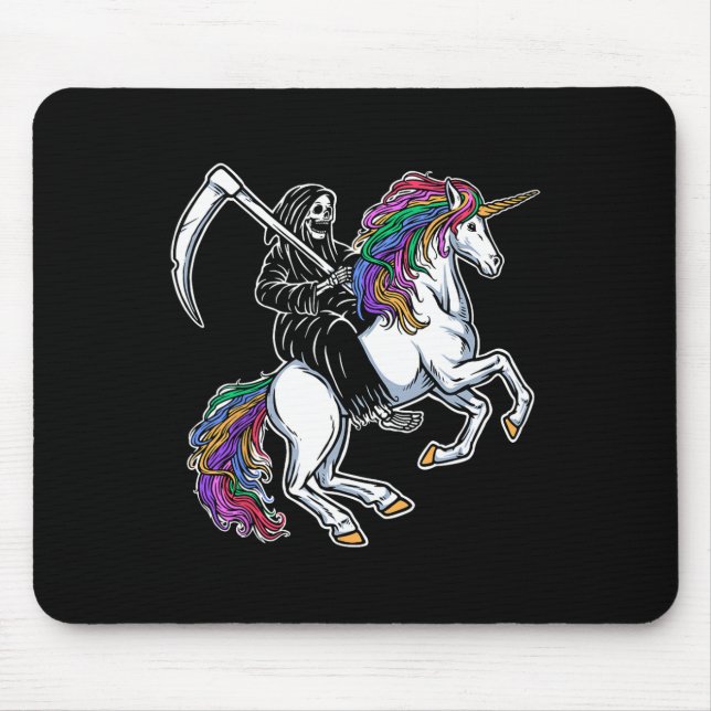 Reaper Riding Unicorn Rainbow Skeleton Halloween Musmatta (Framsidan)