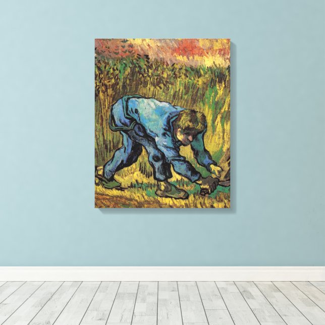 Reaper with Sickle by Vincent van Gogh Canvastryck (Insitu (trägolv))