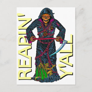 Reapin'y'all Robed Skeleton Vykort