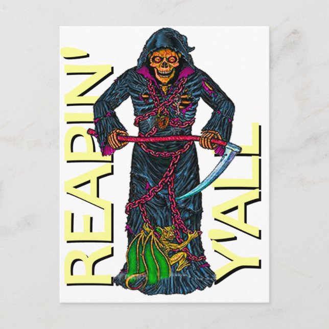 Reapin'y'all Robed Skeleton Vykort (Framsida)
