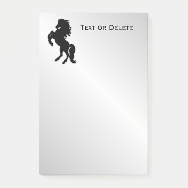 Rearing Black Stallion / Horse på Silver Post-it Block (Framsida)