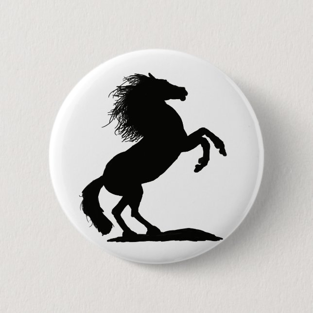 Rearing Black Stallion - Knapp (Framsida)