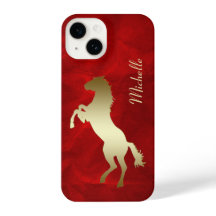 Rearing Guld Horse Silhouette Red
